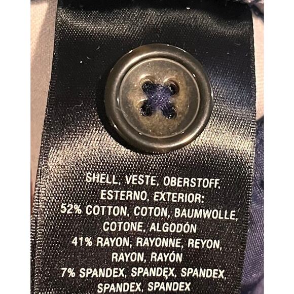 Women Anthropologie The Essential Slim Trousers Pants Size 12 Navy w/ Red Dots - Picture 9 of 9